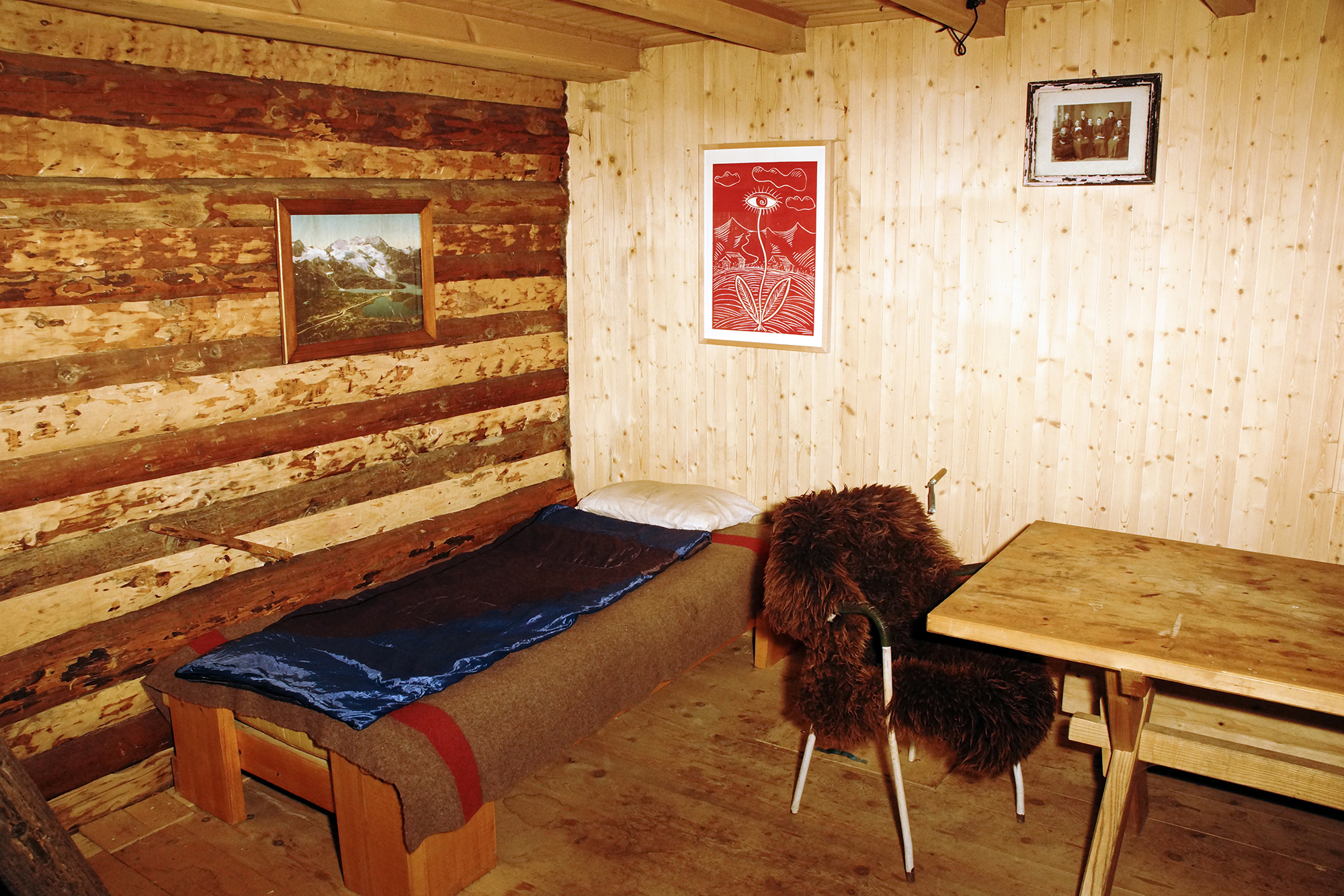 Wohnraum Alphütte mit Einzelbett